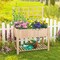 Costway Raised Garden Bed Elevated Wooden Planter Box with Trellis & Open Storage Shelf